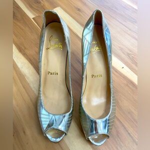 Christian Louboutin, silver high heels women’s size 40 great condition